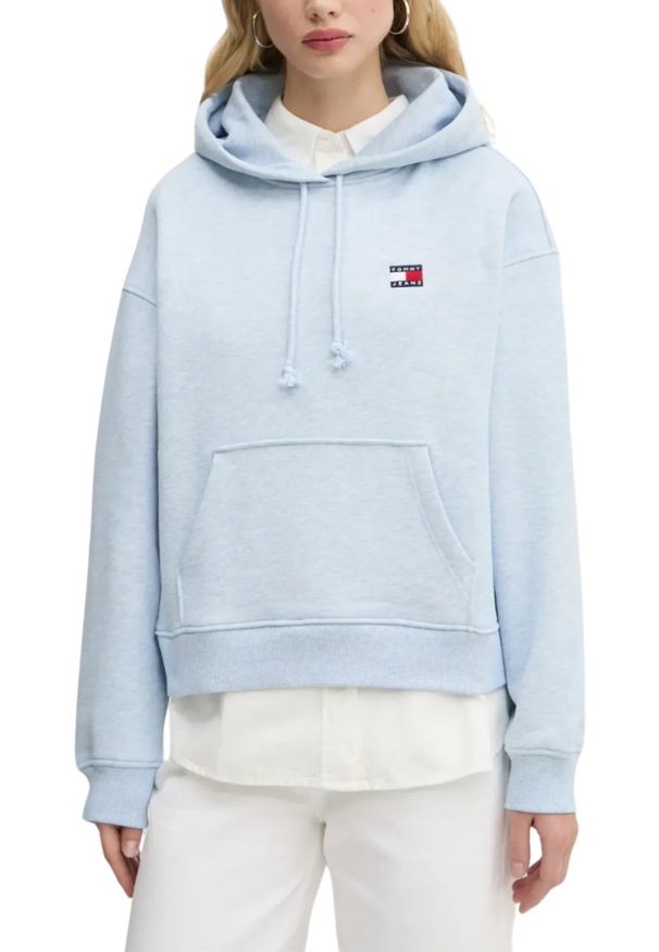 Tommy Jeans - TOMMY JEANS Błękitna damska bluza z kapturem, Rozmiar S. Typ kołnierza: kaptur. Kolor: niebieski