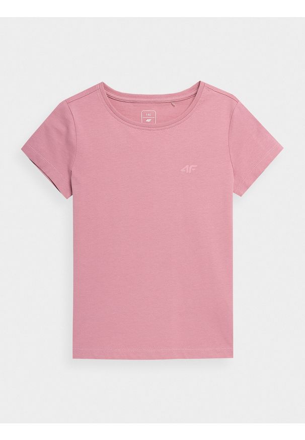 4f - 4F T-shirt gładki dziewczęcy 152 (11-12 lat). Kolor: różowy. Materiał: bawełna. Wzór: gładki. Sezon: lato