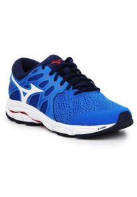 Buty do biegania męskie Mizuno Wave Equate 4. Zapięcie: sznurówki. Kolor: niebieski. Materiał: guma, materiał, tkanina, syntetyk. Szerokość cholewki: normalna. Model: Mizuno Wave