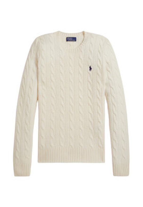 Polo Ralph Lauren Sweter 211971865001 Biały Slim Fit. Typ kołnierza: polo. Kolor: biały. Materiał: wełna