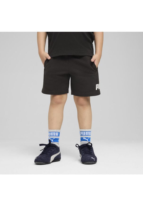 Puma - Dziecięce szorty ESS z logo No. 1 PUMA Black. Okazja: na uczelnię. Kolor: czarny. Materiał: guma. Wzór: nadruk. Styl: sportowy. Sport: joga i pilates
