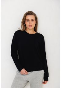 BLUZA LENA CZARNA S - Flawless. Kolor: czarny. Materiał: bawełna, len. Styl: sportowy, klasyczny