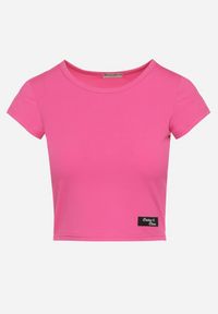 Born2be - Fuksjowa Koszulka T-shirt z Krótkim Rękawem z Prążkowanej Dzianiny Nuvolia. Kolor: różowy. Materiał: prążkowany, dzianina. Długość rękawa: krótki rękaw. Długość: krótkie. Sezon: lato #6