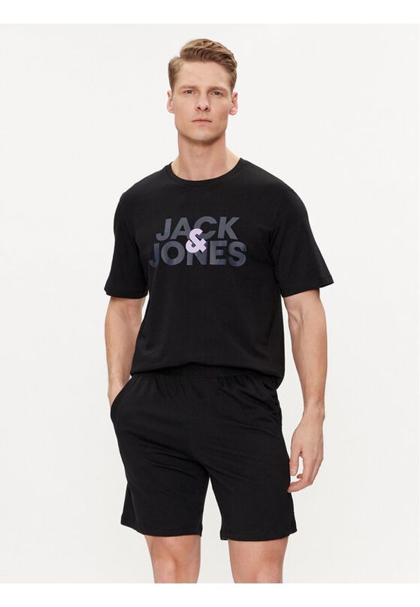 Jack & Jones - Jack&Jones Piżama Ula 12255000 Czarny Standard Fit. Kolor: czarny. Materiał: bawełna