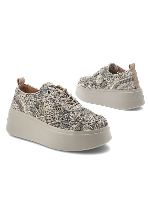 Sneakersy damskie Filippo, cholewka z materiału tekstylnego z ozdobnym haftem wiązany fason na solidnej platformie, khaki, DP7799/26. Kolor: zielony. Materiał: materiał. Szerokość cholewki: normalna. Wzór: haft. Obcas: na platformie