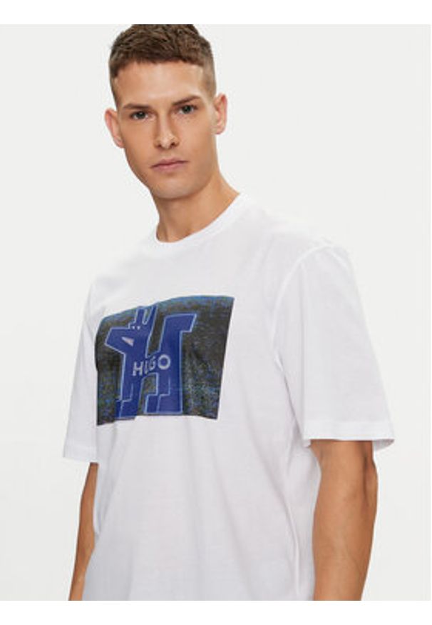Hugo T-Shirt Nedary 50519131 Biały Regular Fit. Kolor: biały. Materiał: bawełna