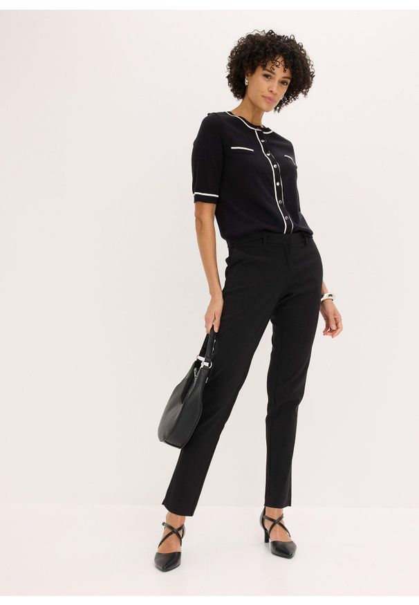 bonprix - Spodnie ze stretchem. Kolor: czarny. Styl: elegancki