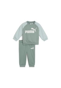 Puma - Zestaw dla małych dzieci Minicats Essentials z raglanową bluzą PUMA Green Moon. Kolor: zielony. Materiał: guma, prążkowany. Wzór: nadruk