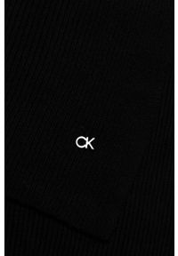 Calvin Klein szalik z domieszką wełny kolor czarny gładki. Kolor: czarny. Materiał: wełna. Wzór: gładki #2