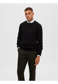 Selected Homme Sweter 16090606 Czarny Regular Fit. Kolor: czarny. Materiał: bawełna