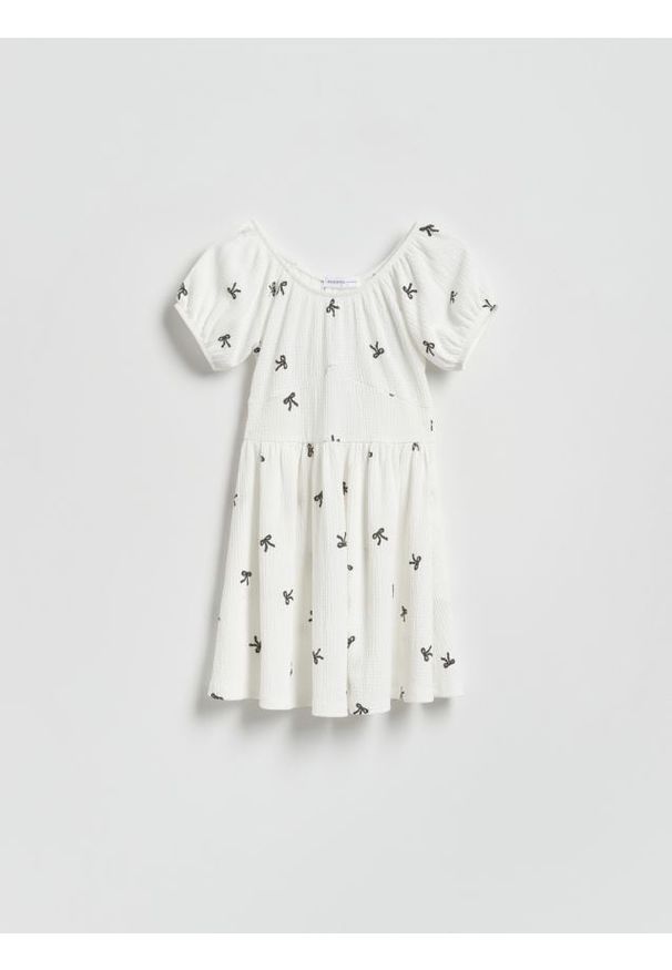 Reserved - Wzorzysta sukienka - złamana biel. Materiał: dzianina