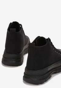 Born2be - Czarne Trampki Calypheosis. Wysokość cholewki: przed kolano. Nosek buta: okrągły. Kolor: czarny. Materiał: materiał, guma, jeans. Szerokość cholewki: normalna #5