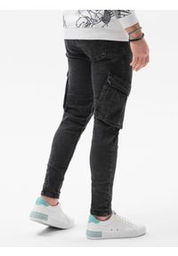 Ombre Clothing - Spodnie męskie jeansowe P1079 - czarne - XXL. Okazja: na co dzień. Kolor: czarny. Materiał: jeans. Styl: sportowy, casual #4
