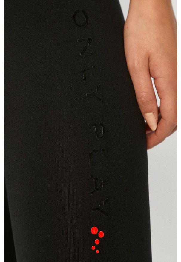 Only Play - Legginsy. Kolor: czarny. Materiał: dzianina. Wzór: aplikacja