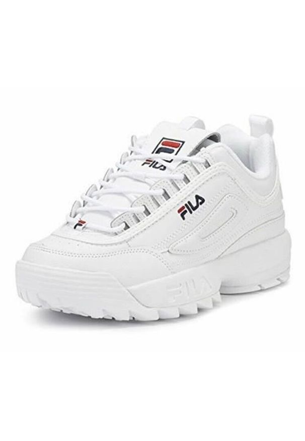 Buty do chodzenia damskie Fila Disruptor II Premium. Zapięcie: sznurówki. Kolor: biały. Materiał: skóra, syntetyk, tkanina, materiał. Szerokość cholewki: normalna. Sport: turystyka piesza