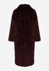 Born2be - Bordowy Jednorzędowy Płaszcz Futerko o Klasycznym Kroju Yrelsha. Okazja: na co dzień. Kolor: czerwony. Materiał: futro. Styl: klasyczny #7