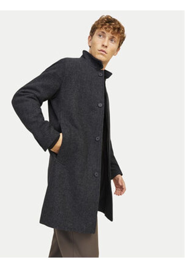 Jack & Jones Płaszcz wełniany Wilson 12259449 Czarny Regular Fit. Kolor: czarny. Materiał: syntetyk