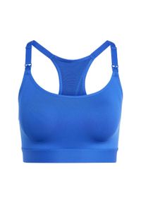 Adidas - Biustonosz Powerimpact Medium-Support Maternity. Kolor: biały, wielokolorowy, niebieski. Materiał: materiał