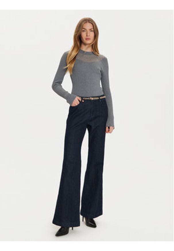 Morgan Sweter 232-MANDRIN Szary Slim Fit. Kolor: szary. Materiał: wiskoza