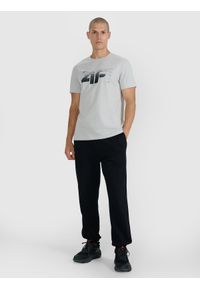 4f - 4F T-shirt regular z nadrukiem męski - szary M. Okazja: na co dzień. Kolor: szary. Materiał: jersey, bawełna, materiał. Długość rękawa: krótki rękaw. Długość: krótkie. Wzór: nadruk. Styl: casual, klasyczny, sportowy #2
