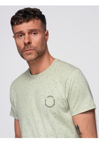 Ombre Clothing - T-shirt męski bawełniany z nadrukiem i okrągłym dekoltem – miętowy V3 - Rozmiar: L. Okazja: na co dzień. Kolor: miętowy. Materiał: bawełna. Długość rękawa: krótki rękaw. Długość: krótkie. Wzór: nadruk. Sezon: wiosna, lato. Styl: casual, elegancki #10