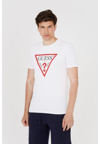 Guess - GUESS T-shirt męski biały z dużym logo. Kolor: biały #6