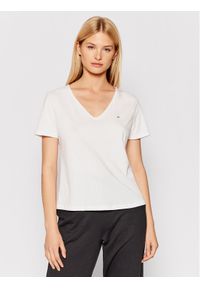 Tommy Jeans T-Shirt V Neck DW0DW09195 Biały Slim Fit. Kolor: biały. Materiał: bawełna