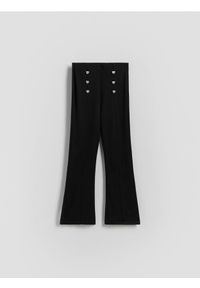 Reserved - Spodnie flare - czarny. Kolor: czarny. Materiał: wiskoza, dzianina