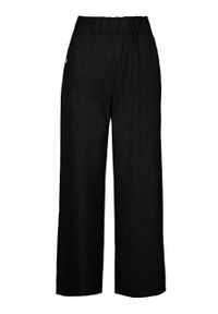 Volcano - Szerokie spodnie z lnem R-NETTE. Kolor: czarny. Materiał: len. Sezon: lato #1