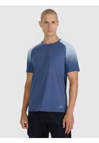 4f - 4F Koszulka do biegania w terenie szybkoschnąca męska - granatowa S. Kolor: niebieski. Materiał: włókno, syntetyk, materiał. Długość rękawa: raglanowy rękaw. Długość: długie. Wzór: gładki, nadruk, ze splotem. Sport: fitness #1