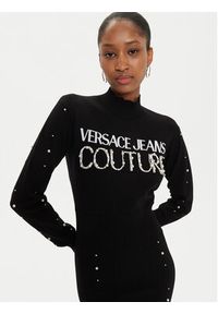 Versace Jeans Couture Sukienka dzianinowa 77HAOM11 Czarny Slim Fit. Kolor: czarny. Materiał: wiskoza