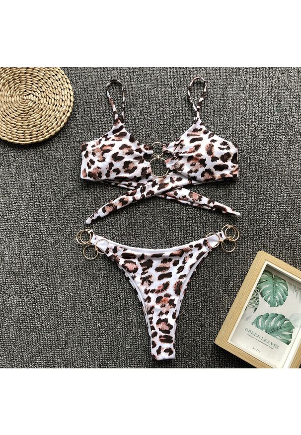 Intica - Bikini plażowe z ozdobnymi kółkami SueElle. Materiał: materiał, skóra