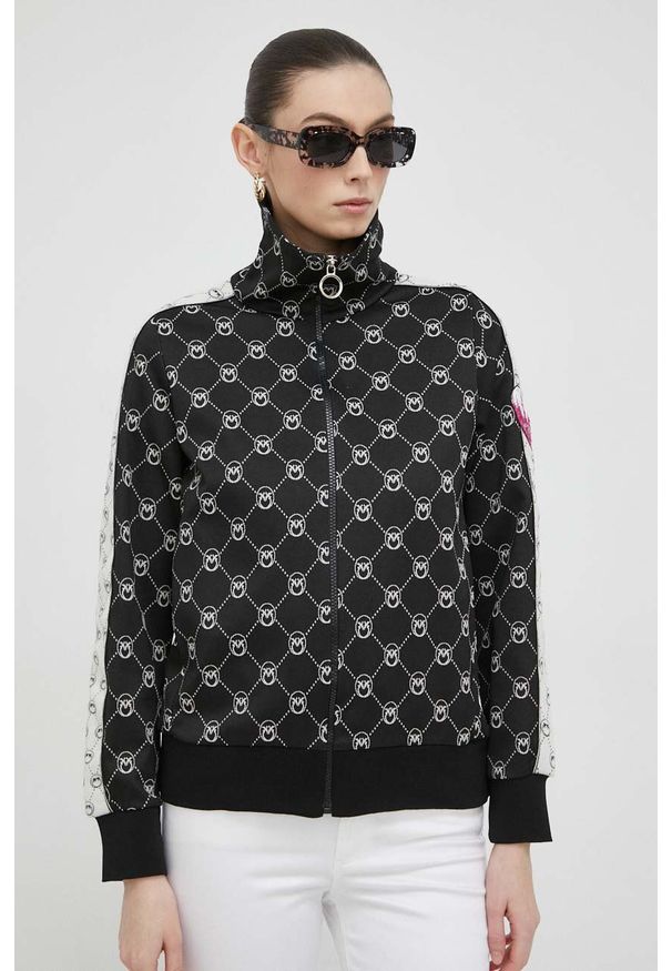 Pinko bluza damska kolor czarny wzorzysta. Okazja: na co dzień. Kolor: czarny. Materiał: dzianina. Wzór: aplikacja. Styl: casual