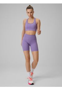 4f - 4F Legginsy kolarki treningowe bezszwowe damskie - fioletowe M/L. Stan: podwyższony. Kolor: fioletowy. Materiał: materiał. Sport: fitness #1