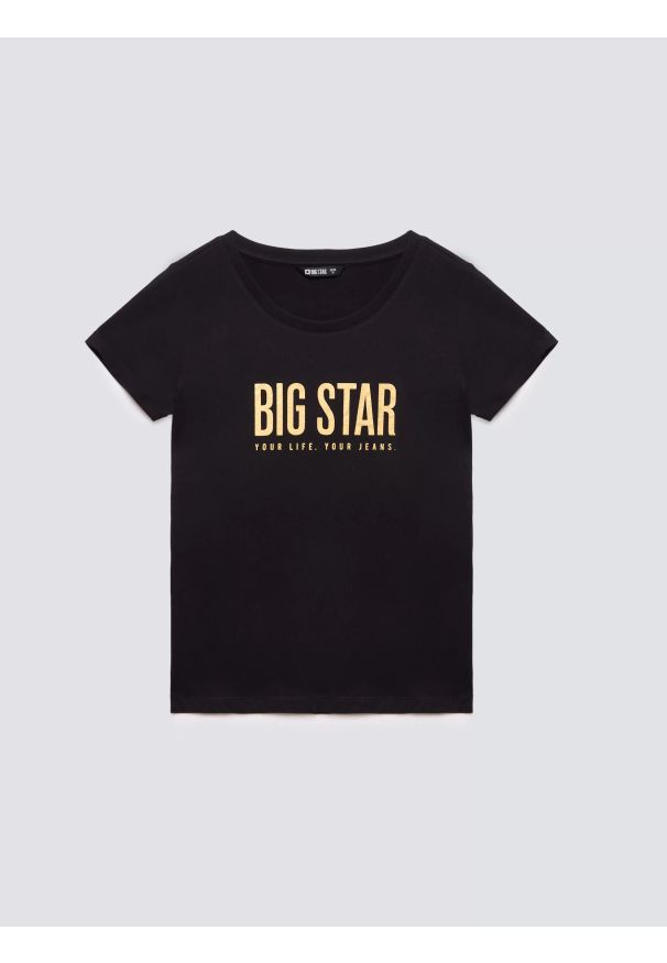 Big-Star - Koszulka damska z logo BIG STAR czarna Betta 906. Okazja: na co dzień. Kolor: czarny. Materiał: jeans, skóra, dzianina. Wzór: nadruk. Styl: casual, elegancki