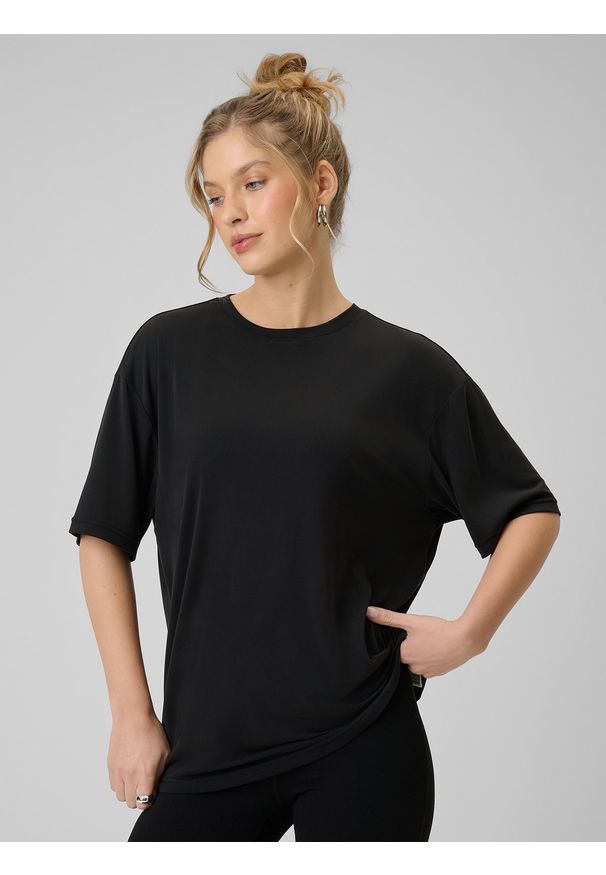 4f - 4F T-shirt loose z modalem damski - czarny M. Okazja: na co dzień. Kolor: czarny. Styl: casual