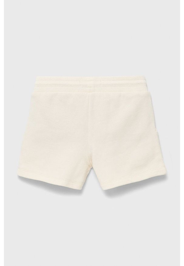 TOMMY HILFIGER - Tommy Hilfiger szorty bawełniane dziecięce kolor beżowy z nadrukiem regulowana talia. Okazja: na co dzień. Kolor: beżowy. Materiał: bawełna. Wzór: nadruk. Styl: casual