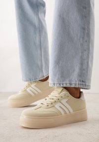 Renee - Żółte Sneakersy w Stylu Klasycznych Tenisówek na Grubej Podeszwie Yenoinne. Kolor: żółty #7