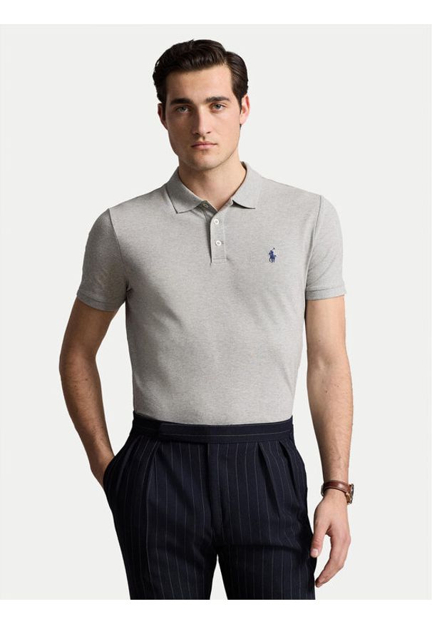 Polo Ralph Lauren Polo 710941439004 Szary Custom Slim Fit. Typ kołnierza: polo. Kolor: szary. Materiał: bawełna