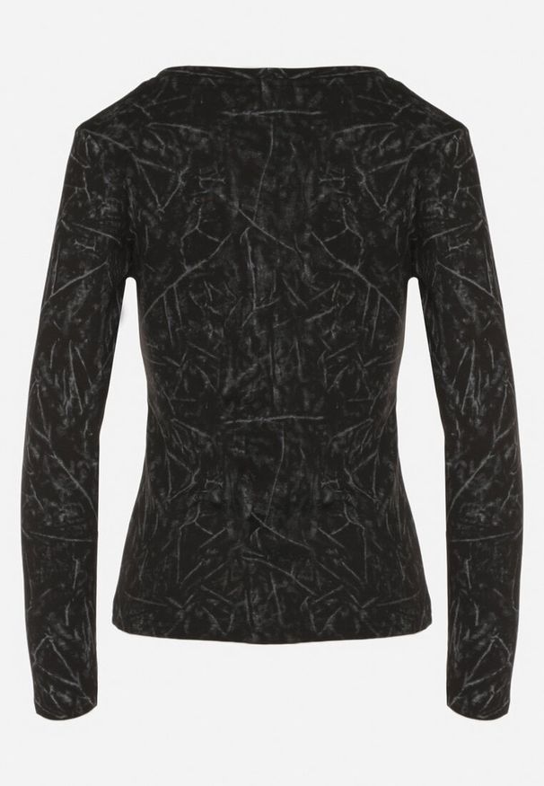 Born2be - Czarna Bluzka Typu Longsleeve z Geometrycznym Wzorem Unila. Okazja: do pracy, na co dzień, na spotkanie biznesowe. Kolor: czarny. Materiał: jeans. Długość rękawa: długi rękaw. Wzór: geometria. Styl: biznesowy, casual