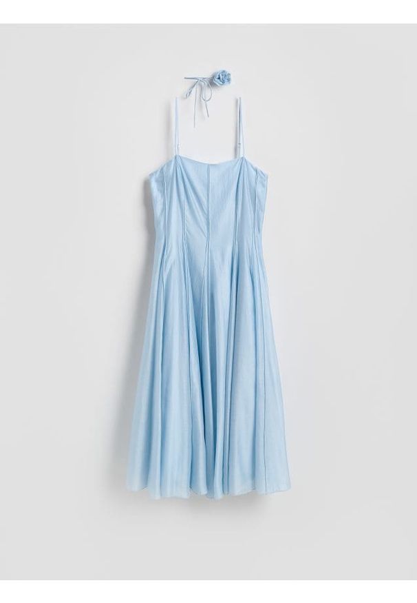 Reserved - Sukienka z lyocellem - jasnoniebieski. Kolor: niebieski. Materiał: tkanina