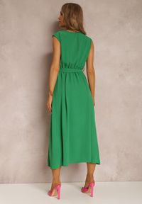 Renee - Zielona Sukienka Sofrysios. Kolor: zielony. Materiał: materiał, tkanina. Wzór: gładki. Typ sukienki: kopertowe. Styl: wizytowy. Długość: midi #3