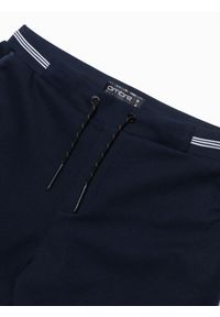 Ombre Clothing - Dzianinowe szorty męskie z ozdobną gumka w pasie - granatowe V1 OM-SRCS-0110 - XXL. Kolor: niebieski. Materiał: dzianina #4
