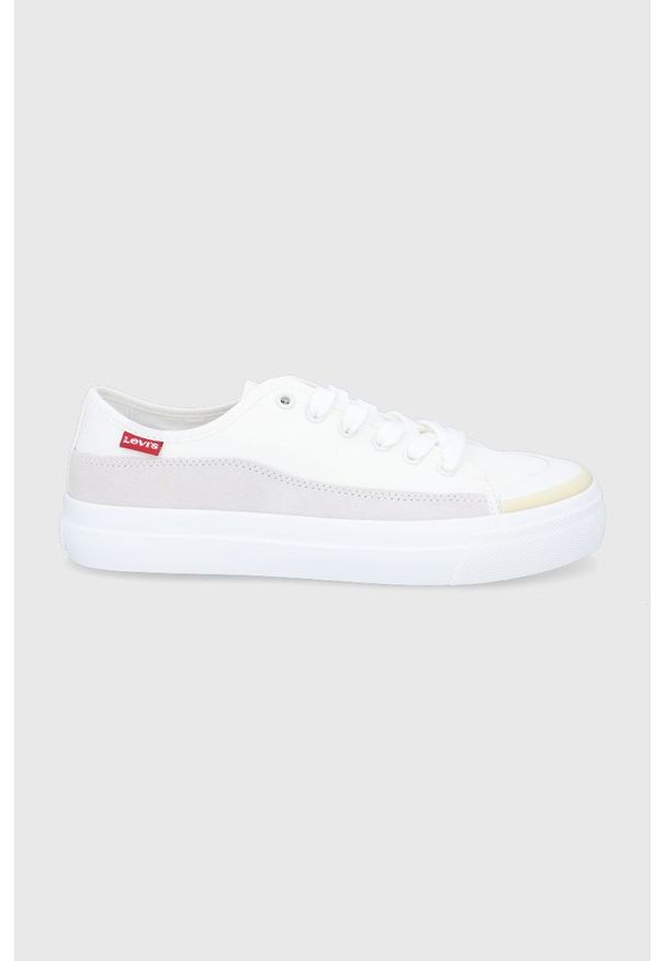 Levi's® - Levi's tenisówki Square Low S damskie kolor biały. Okazja: na spotkanie biznesowe. Nosek buta: okrągły. Zapięcie: sznurówki. Kolor: biały. Materiał: guma. Styl: biznesowy
