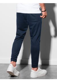 Ombre Clothing - Spodnie męskie dresowe P949 - granatowe - XL. Kolor: niebieski. Materiał: dresówka. Styl: klasyczny #5
