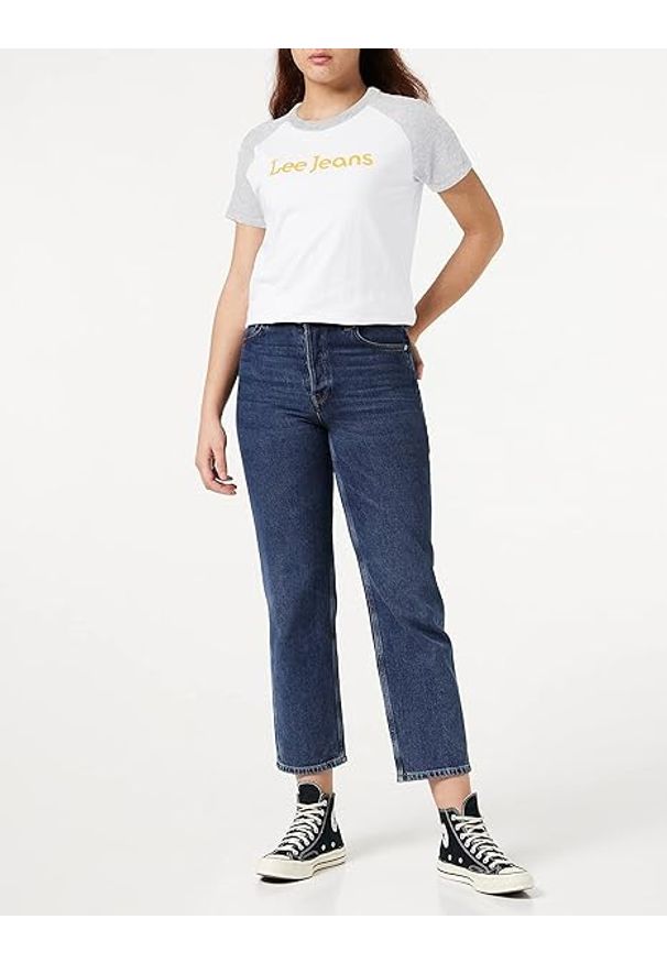 Lee - LEE RAGLAN TEE DAMSKI T-SHIRT KOSZULKA Z KRÓTKIM RĘKAWEM LOGO BRIGHT WHITE L43NEHLJ 112109703. Długość rękawa: krótki rękaw. Długość: krótkie