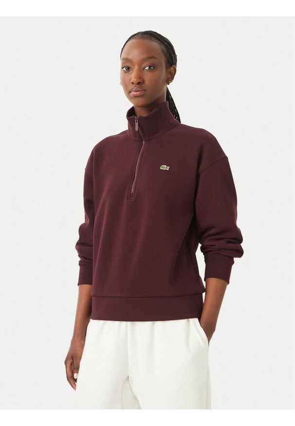 Lacoste Bluza SF5271 Brązowy ciemny Regular Fit. Kolor: brązowy. Materiał: bawełna