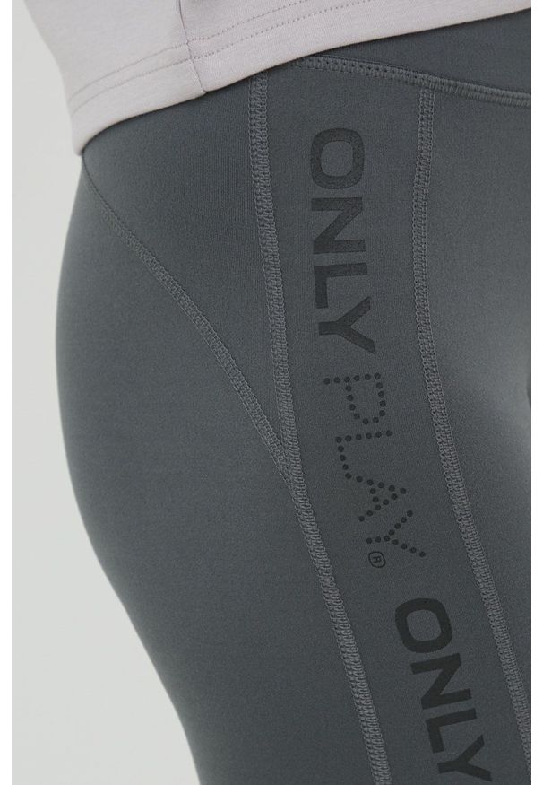 Only Play legginsy treningowe damskie kolor szary z nadrukiem. Kolor: szary. Materiał: skóra, dzianina. Wzór: nadruk