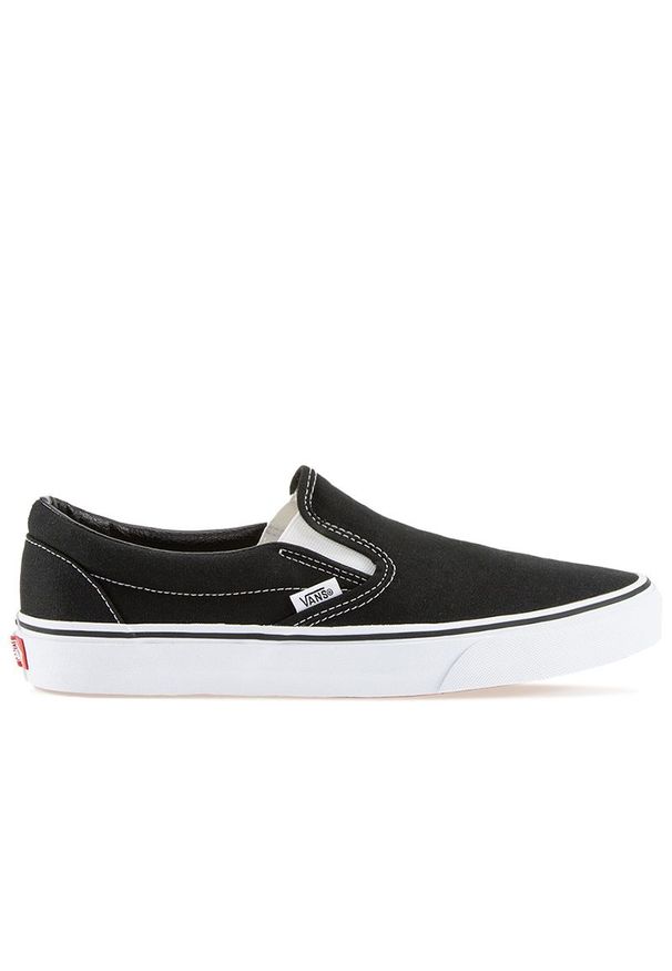 Buty Vans Classic Slip-On VN000EYEBLK1 - czarne. Okazja: na co dzień. Zapięcie: bez zapięcia. Kolor: czarny. Materiał: materiał, guma. Szerokość cholewki: normalna. Model: Vans Classic