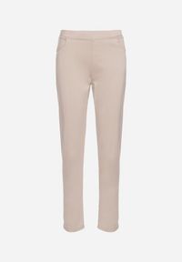 Born2be - Beżowe Spodnie Regular z Elastyczną Talią i Wsuwanymi Kieszonkami Astridda. Okazja: na co dzień. Kolekcja: plus size. Kolor: beżowy. Styl: casual #6